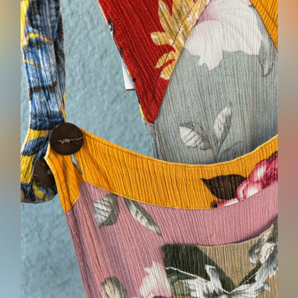 Women’s Sacred Threads Patchwork Boho Overalls Sz… - image 3